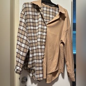 Plus Plaid Spliced Split Back Shirt - Never worn 4xl (20)